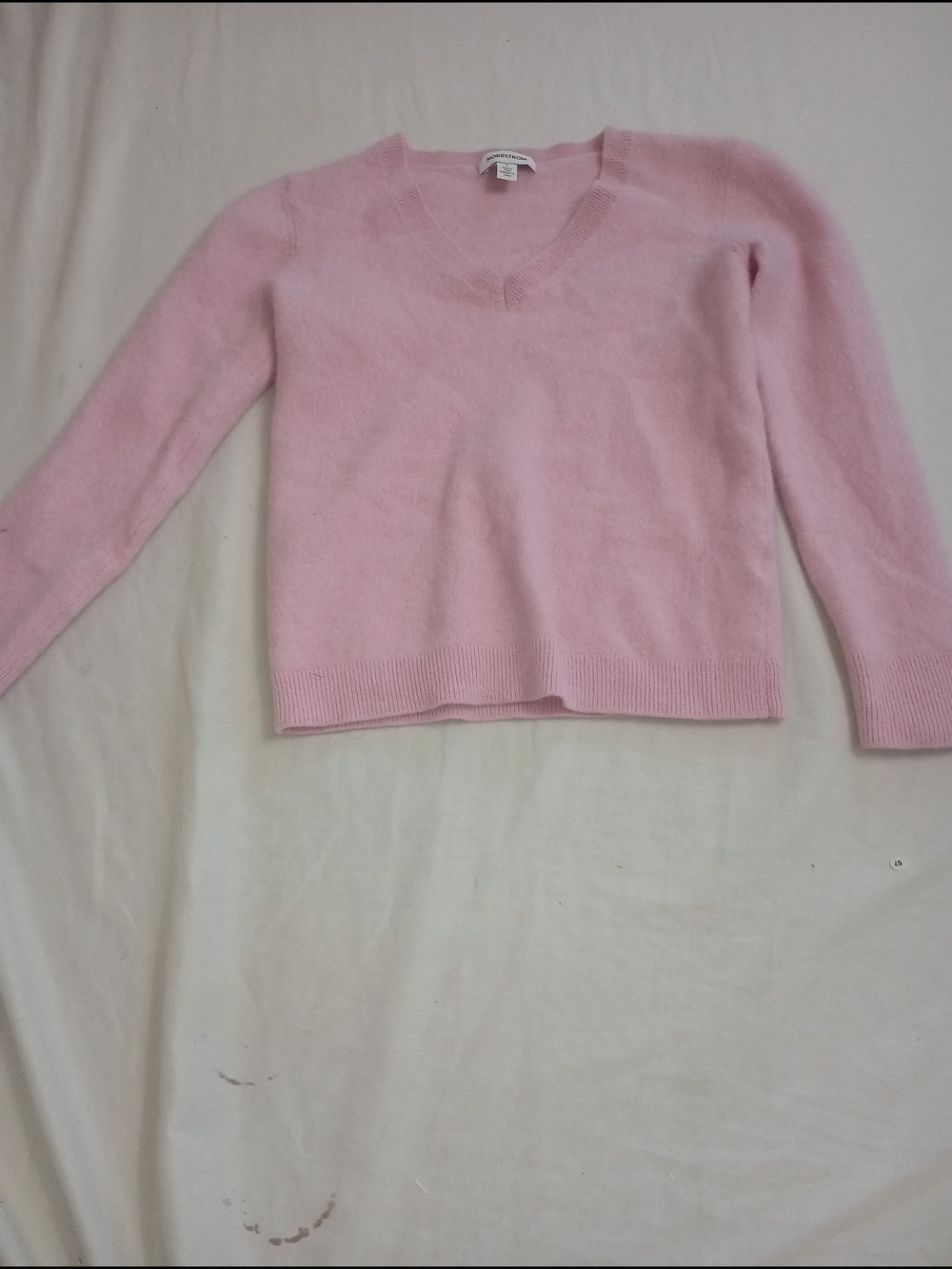 Nordstrom Soft Pink Cashmere V-Neck Sweater Top
